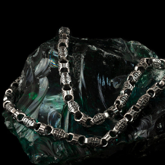 Brutalist silver chain Maltese cross Biker jewelry Maltese cross necklace