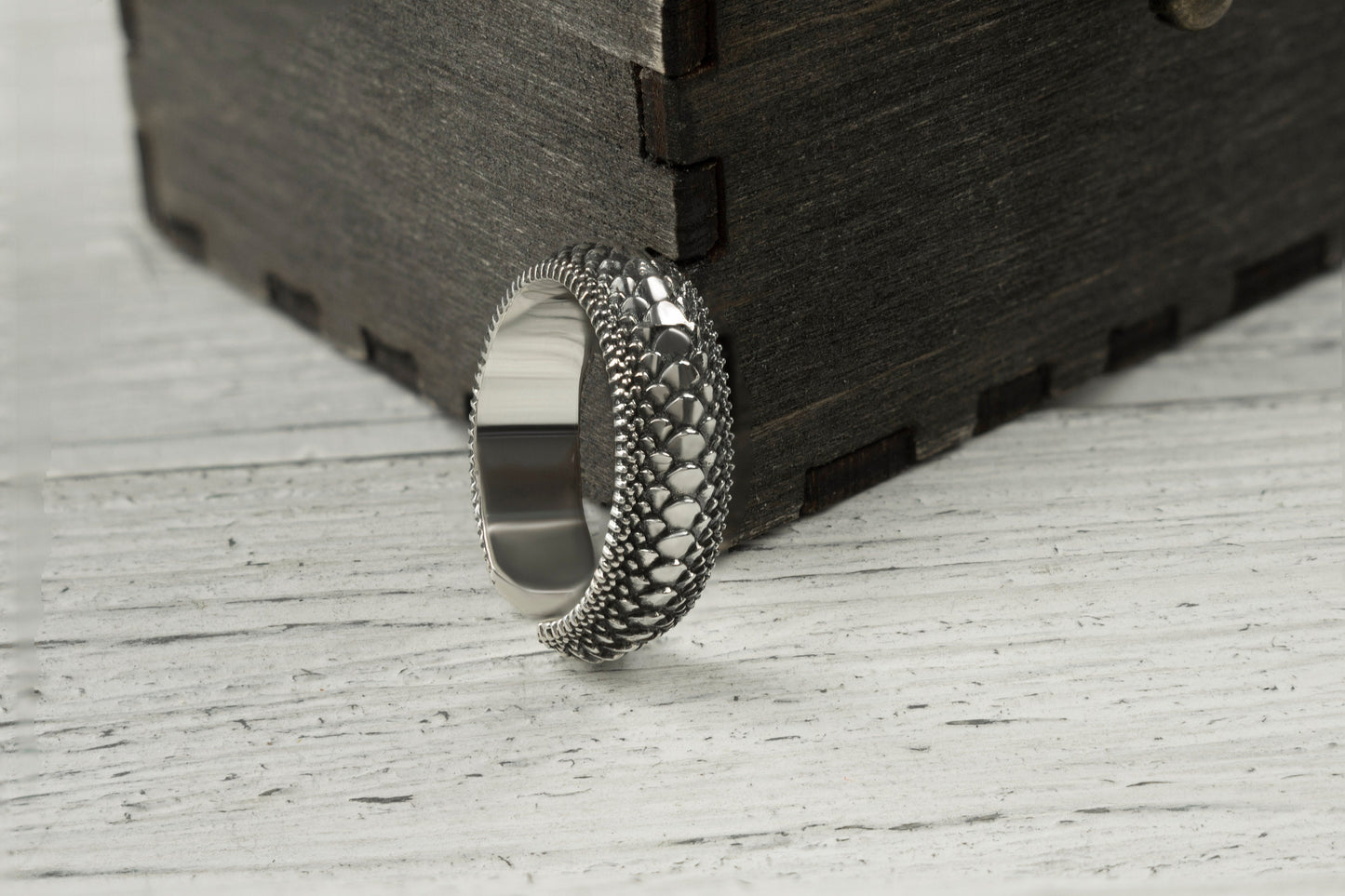 Adjustable silver Snake Scale Ring  Wide  silver ring Textured ring Dragon scale ring