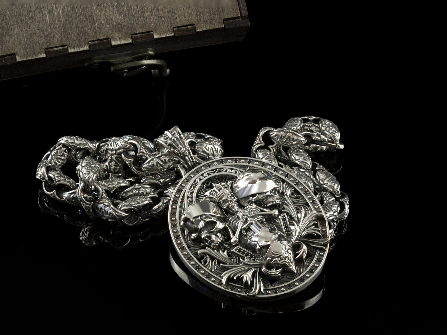 Skull pendant Silver skull pendant  See no evil see no evil speak no evil Biker jewelry Gift for biker