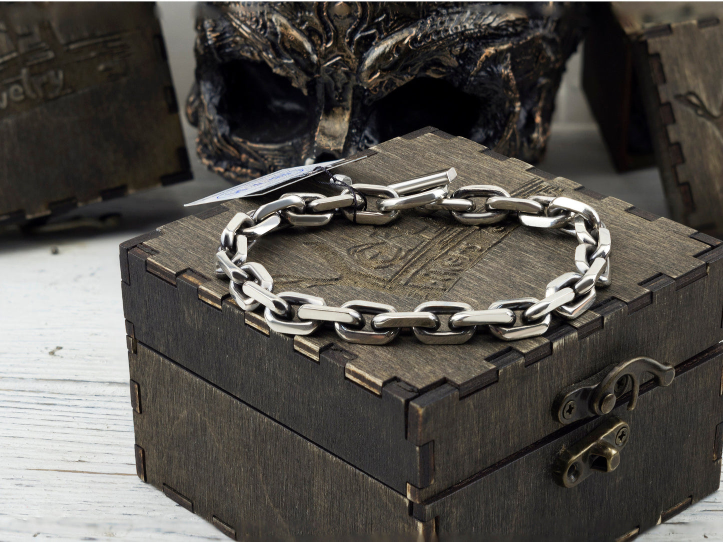 Anchor chain bracelet Sterling silver 925  bracelet anchor Men's bracelet  9 mm width  Silver bracelet with personalization