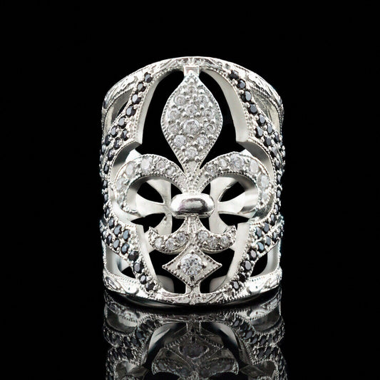 Fleur de Lis women's silver ring French lily ring Heraldic lily