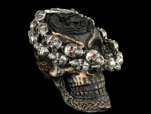 Biker bracelet Skull bracelet Huge silver skull bracelet Gift for biker Skull jewelry