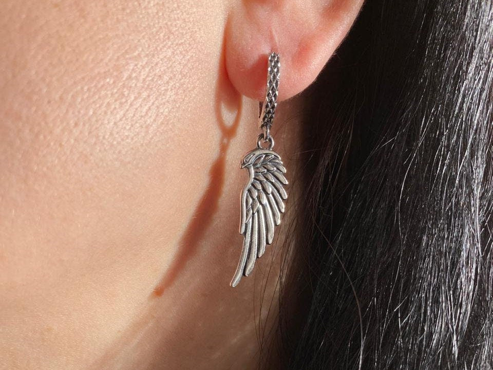Women's silver earrings Angel wings earrings Women's drop earrings Universal silver jewelry