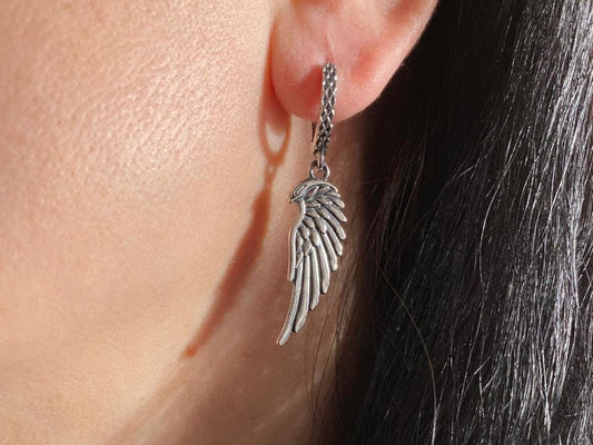 Women's  silver earrings Angel wings earrings  Women's drop earrings Universal silver jewelry