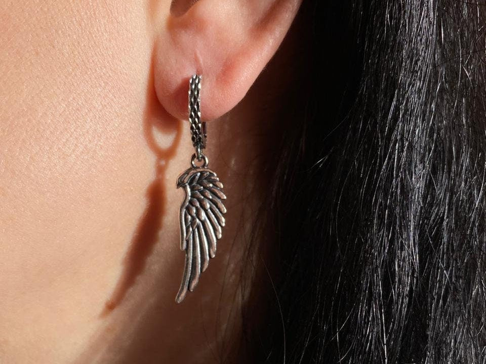 Women's silver earrings Angel wings earrings Women's drop earrings Universal silver jewelry