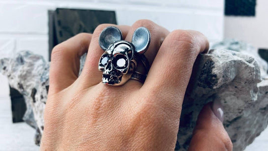 Women skull ring Movies jewelry Huge ring Mouse ring Skull gift for her