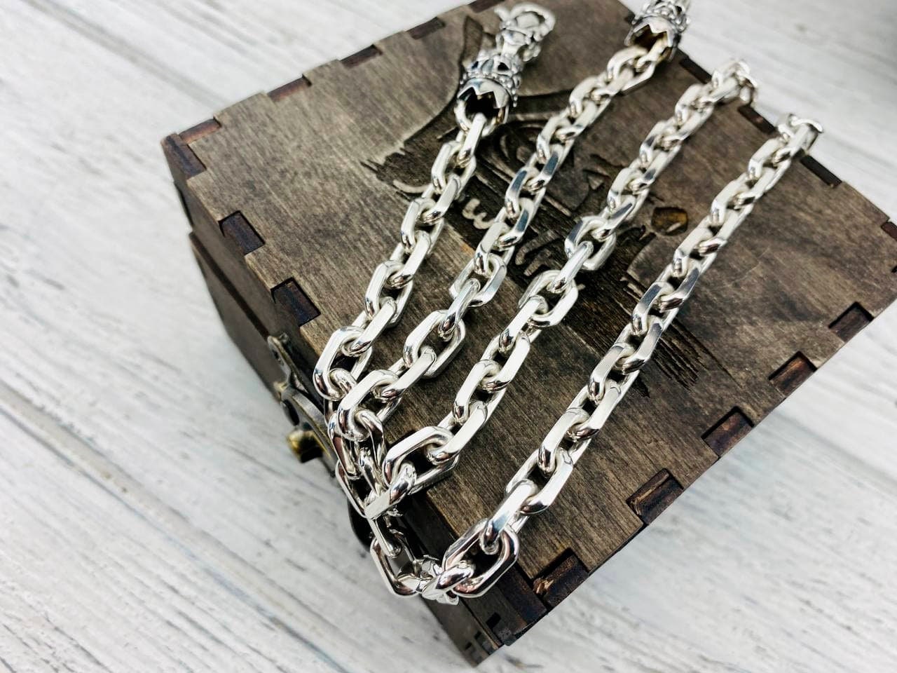 Anchor Chain Silver chain Skulls Heavy chain Oxidized chain silver chain Handmade silver jewelry