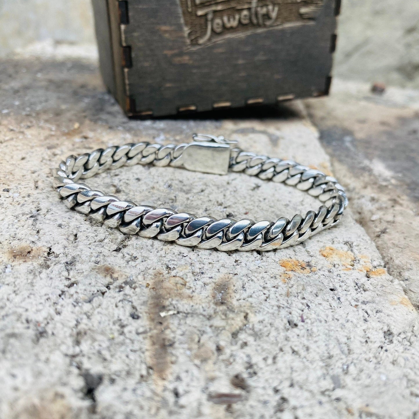 Cuban bracelet Handmade bracelet Sterling silver 925 8 mm Miami cuban link bracelet Men's silver bracelet Curb Link Bracelet