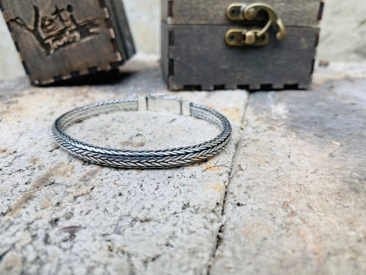 Handmade silver rope bracelet, Braided bracelet, Foxtail Silver Bracelet, Woven Bracelet