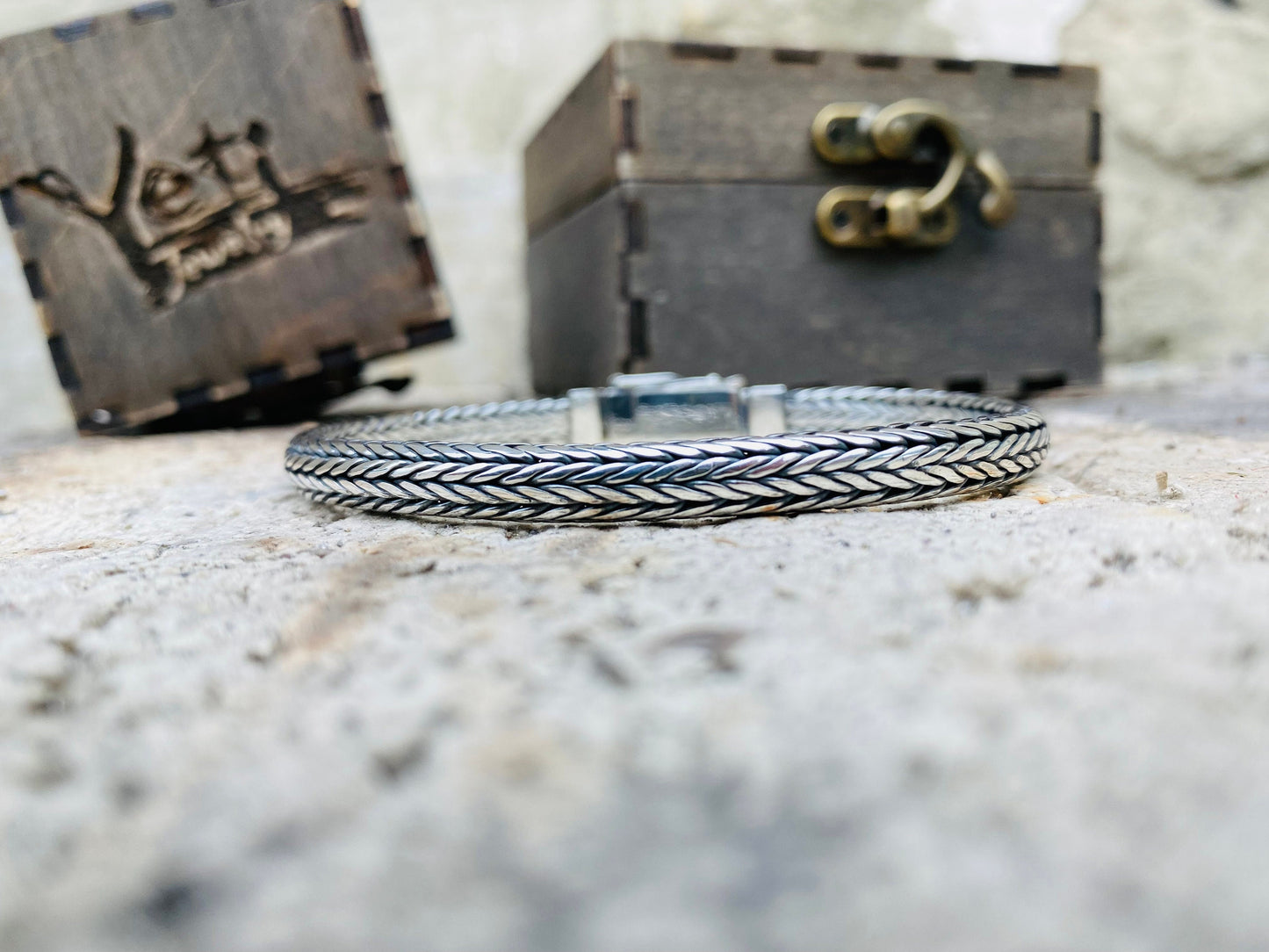 Handmade silver rope bracelet, Braided bracelet, Foxtail Silver Bracelet, Woven Bracelet