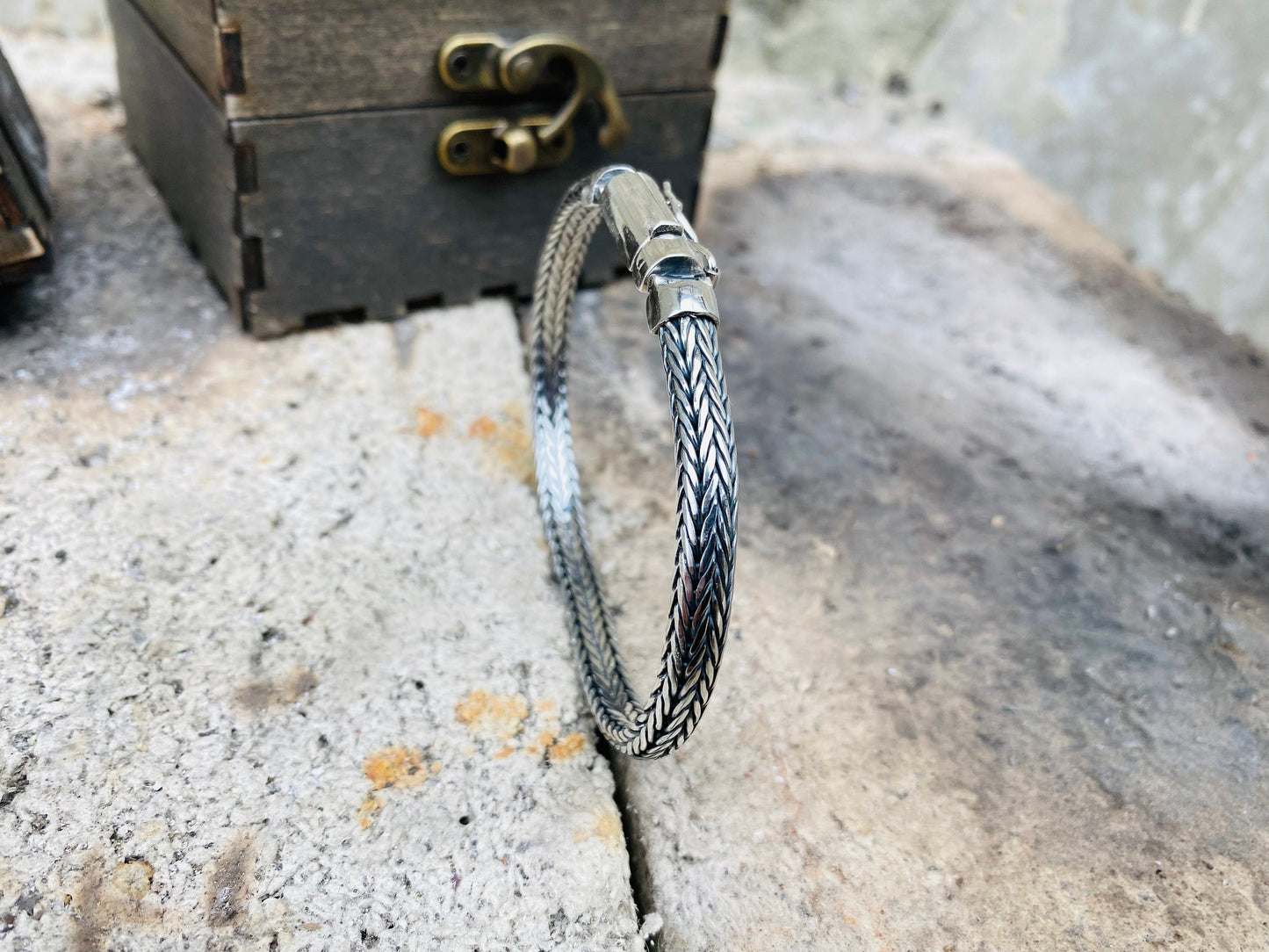 Handmade silver rope bracelet, Braided bracelet, Foxtail Silver Bracelet, Woven Bracelet