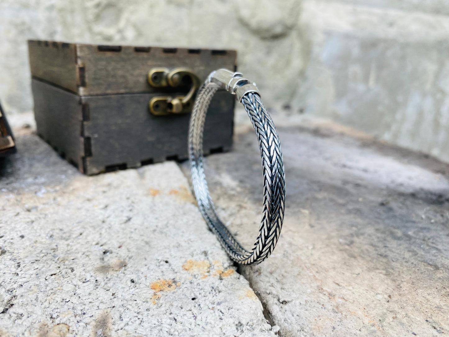 Handmade silver rope bracelet, Braided bracelet, Foxtail Silver Bracelet, Woven Bracelet