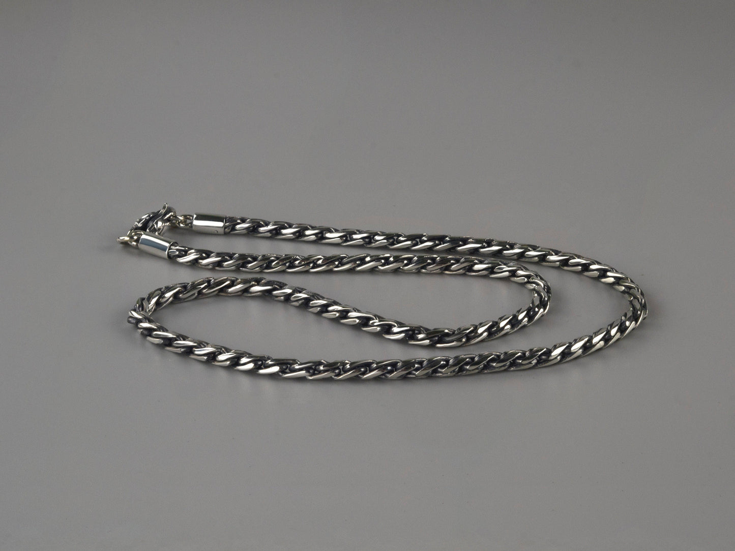 Handmade silver chain 5mm Foxtail nacklace Viking silver chain Oxidized chain