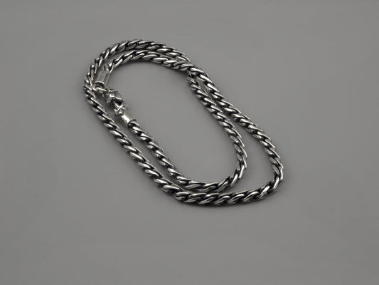 Handmade silver chain 5mm Foxtail nacklace Viking silver chain Oxidized chain
