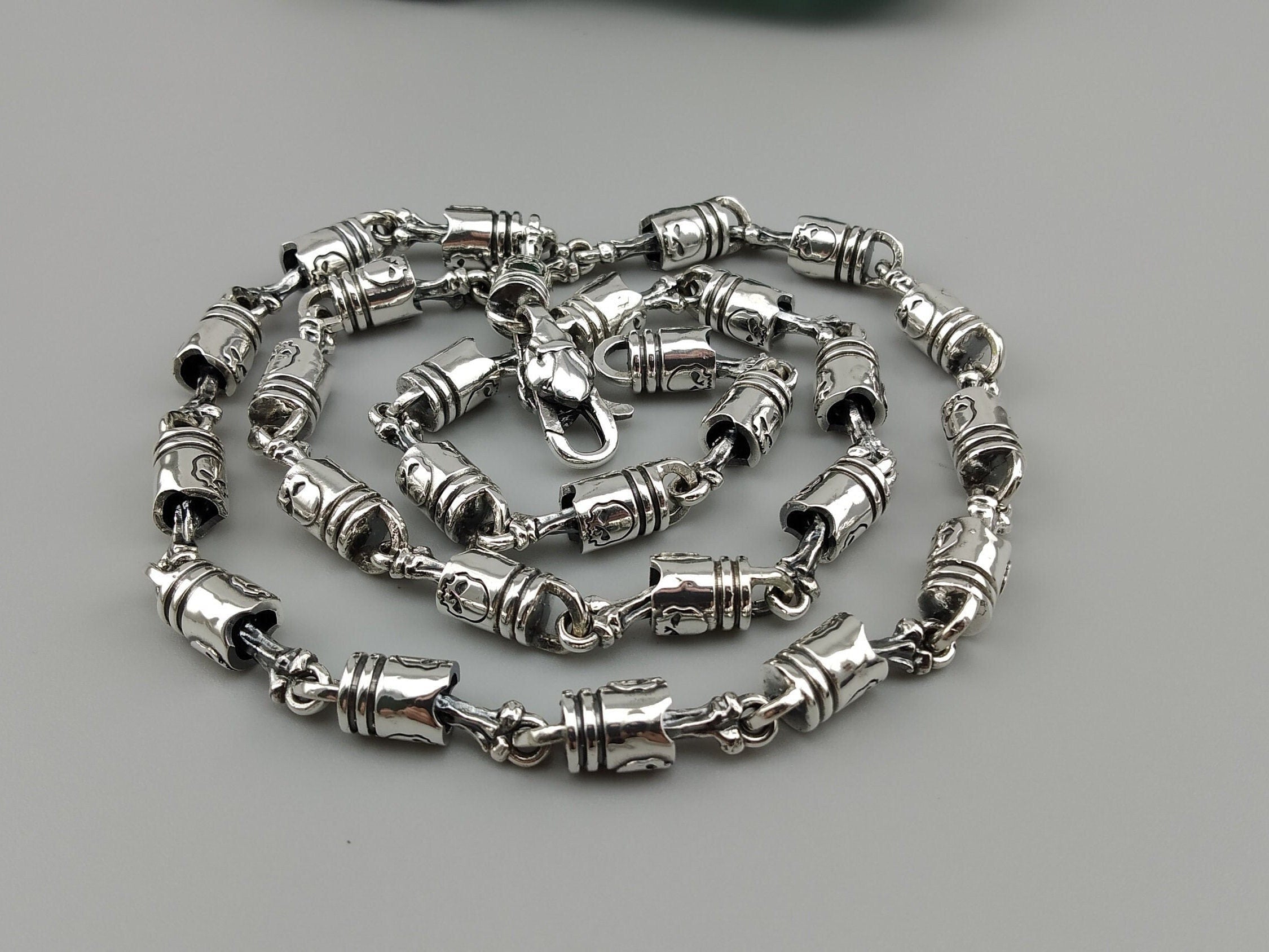 Forcer heavy 925 sterling silver chain with sculptural barrel links, approx. 137 g
