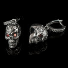 Headhunter skull drops front and side view with red stone eyes