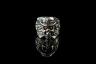 Tosahwi 925 sterling silver Comanche-inspired warrior ring with red cubic zirconia and feathered headdress
