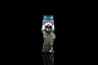 Atropos 925 sterling silver skull ring with blue cubic zirconia and double skull gothic design