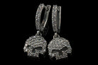 HD Crystal 925 sterling silver skull drop earrings with sparkling clear cubic zirconia and detailed 3D skull design