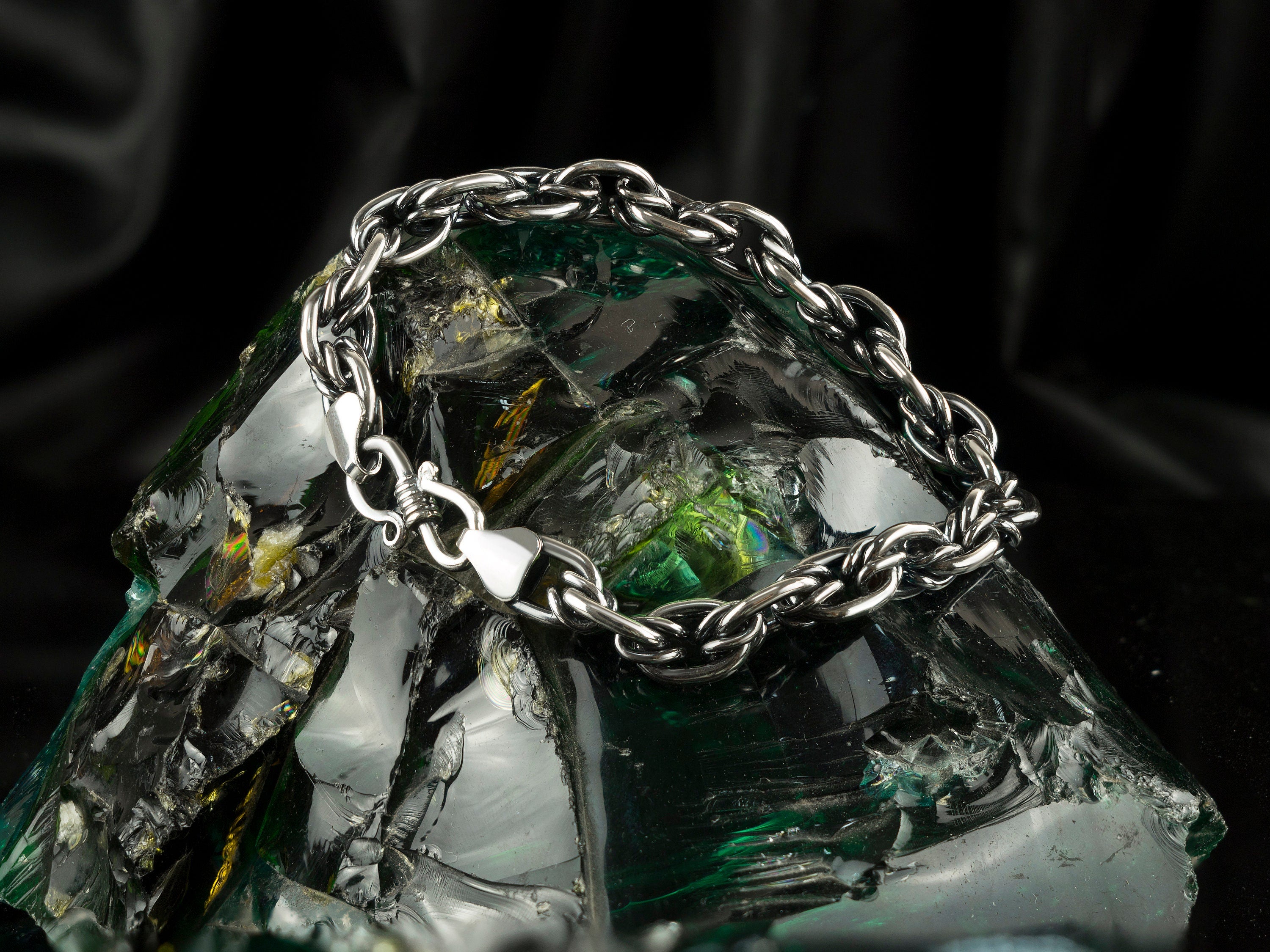 Graf 925 sterling silver chain bracelet with interlocking sculptural links