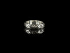 925 sterling silver motorcycle tire ring with deep geometric tread pattern and polished inner band