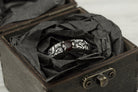 MONS IGNEUS 925 sterling silver ring with natural deep red garnet and rugged volcanic rock-inspired texture
