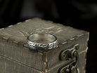 925 sterling silver motorcycle tire ring with deep geometric tread pattern and polished inner band