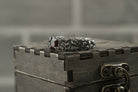 MONS IGNEUS 925 sterling silver ring with natural deep red garnet and rugged volcanic rock-inspired texture