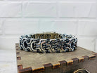 Heavy 925 sterling silver bracelet with intricate interlocking sculptural links, approximately 19 mm wide