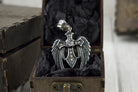 Large 925 sterling silver Angel Cross pendant with sculpted wings, central cross and clear cubic zirconia details