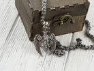 Large 925 sterling silver Angel Cross pendant with sculpted wings, central cross and clear cubic zirconia details