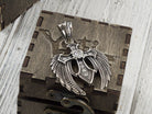 Large 925 sterling silver Angel Cross pendant with sculpted wings, central cross and clear cubic zirconia details