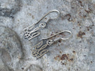 Pair of handmade 925 sterling silver Ukrainian trident drop earrings