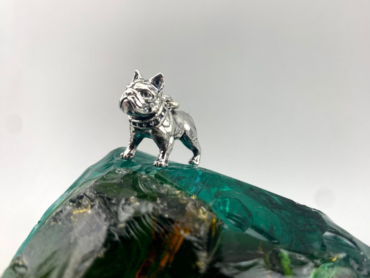 925 sterling silver French Bulldog pendant featuring a detailed three-dimensional dog sculpture
