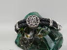 Cossack Freedom bracelet with black braided genuine leather, ornate 925 sterling silver centerpiece, and silver accents