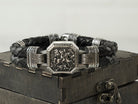 Saint George and the Dragon bracelet with 925 sterling silver centerpiece and braided black leather band