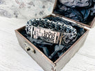 Kardinal biker bracelet box clasp in an open box, top view