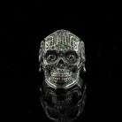 Mexican sugar skull ring front view with reflection