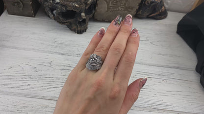 Native American Skull Ring, Indian Skull, Biker jewelry