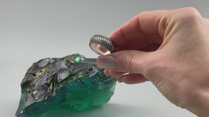 Silver Snake Scale Ring  Wide  silver ring Textured ring Dragon scale ring
