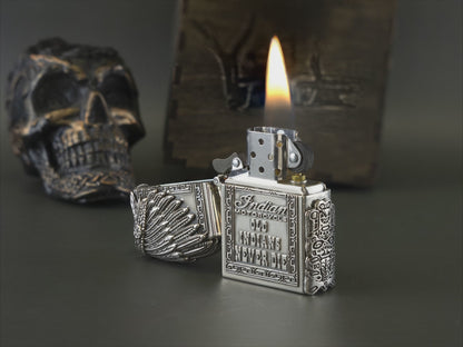 Silver lighter Indian Chief Zippo Lighter Motorcycle Indian Lighter Gift for biker