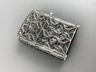 Heavy sterling silver gothic lighter case, angled view