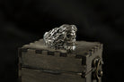 Rider heavy skull ring, other side view with sculpted beard