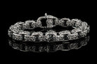 Rory heavy sterling silver biker bracelet for men with ornate box links and cross clasp