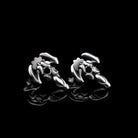 Silver scorpion stud earrings with black cubic zirconia