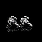 Silver scorpion stud earrings with clear cubic zirconia