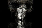 Vigor pendant on black with reflection, V-twin and skull detail