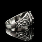 Viking ring other side profile with deep knotwork filigree