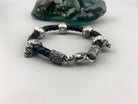 Wild skull bracelet showing the silver clasp and end caps