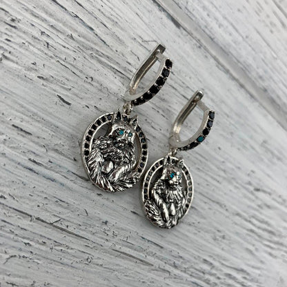 Cats earrings Maine Coon Silver earrings  Animals silver earrings  Cat jewelry